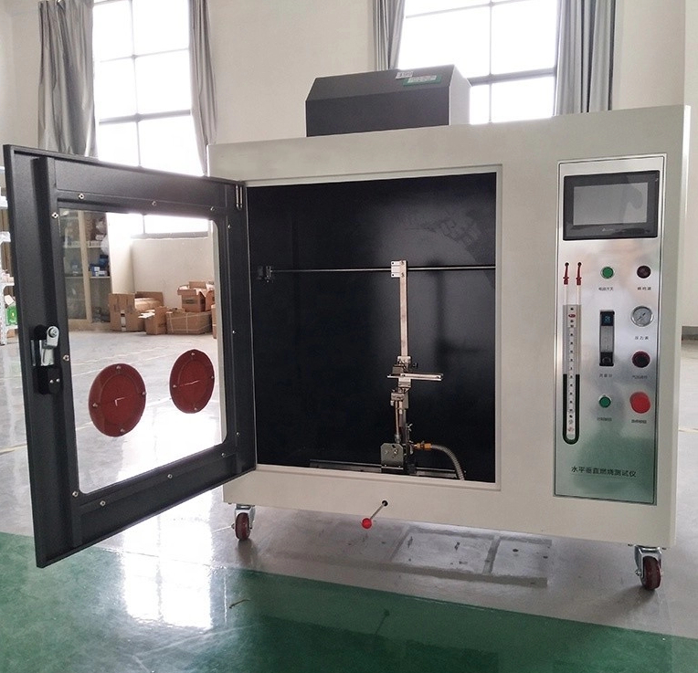UL94 Attrezzatura di prova dell'inflamabilità Camera di fiamma orizzontale e verticale per materiali di plastica negli apparecchi elettrici di consumo