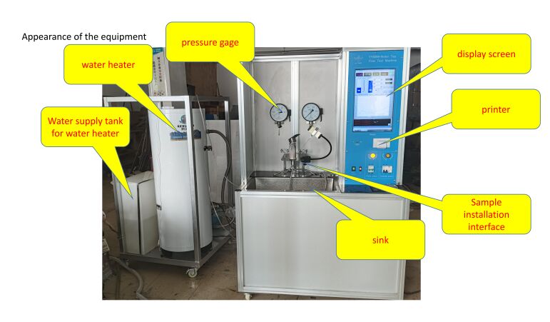 Apparecchiatura per test di flusso d'acqua EN817 Tester di flusso ad alta pressione multifunzionale con monitoraggio in tempo reale e registrazione dati