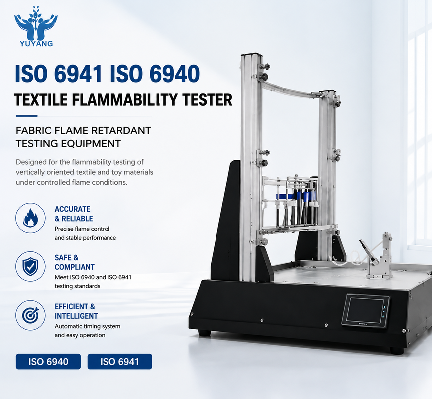 Equipaggiamento di prova dell'inflamabilità per materiali tessili e giocattoli ISO 6941 ISO 6940 Tester di ritardamento della fiamma dei tessuti