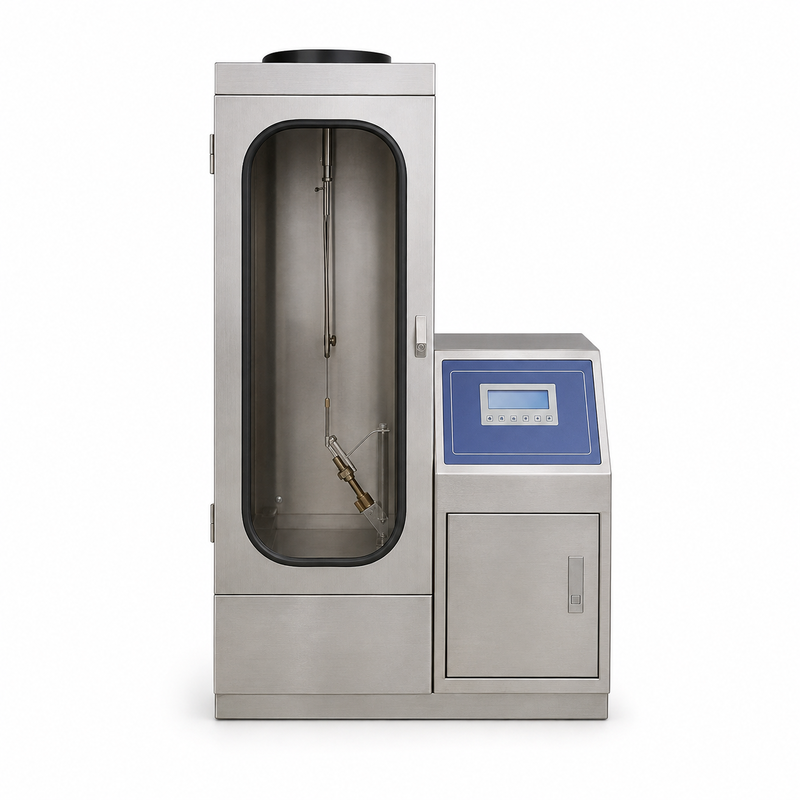 Apparecchiatura per il test di resistenza al fuoco dei tessuti ASTM D6413 Vertical Flame Tester per uso di laboratorio