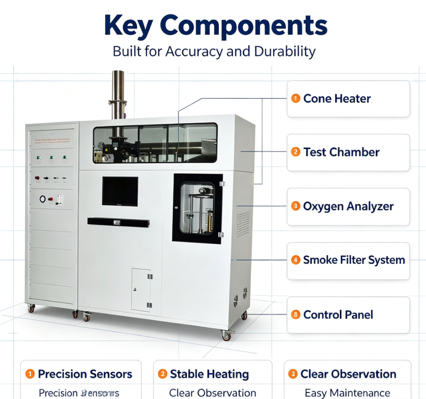 Building Material Cone Calorimeter Heat Release Rate Tester Flame Retardant Material Combustion Flammability Testing Instrument