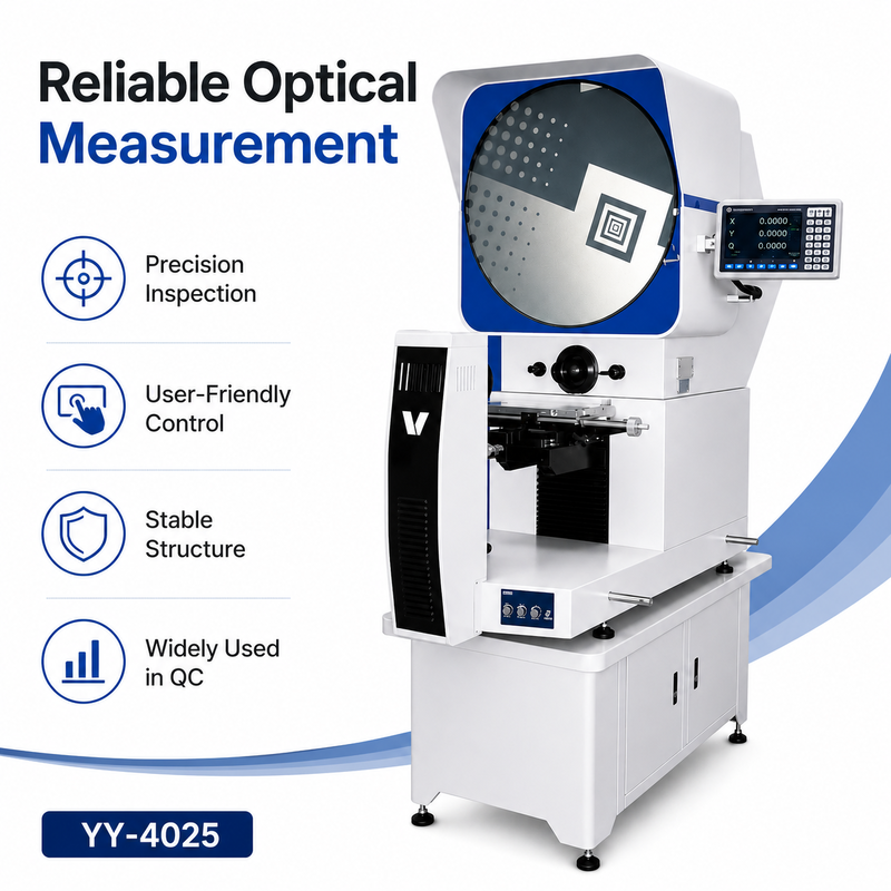 Horizontal Optical Profile Projector Optical Comparator with 0.001 mm Measuring Resolution, Φ300 mm Projection Screen and LED Cold Light Source